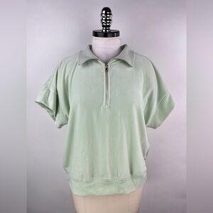 💚 3005. Mint Green Velour Short Sleeve Top